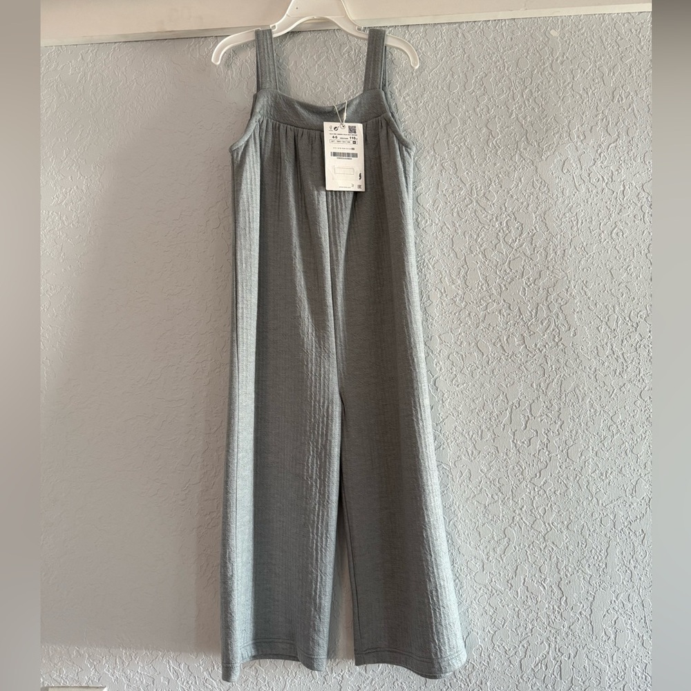 NWT Zara girls long romper- grey blue- size 4/5